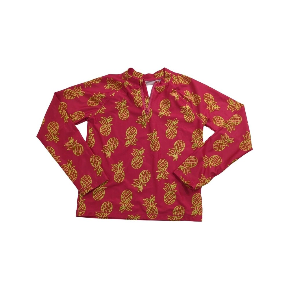 Crazy8 Pink Pineapple Print Long Sleeve Rash Guard Girl's Sz. L 10-12